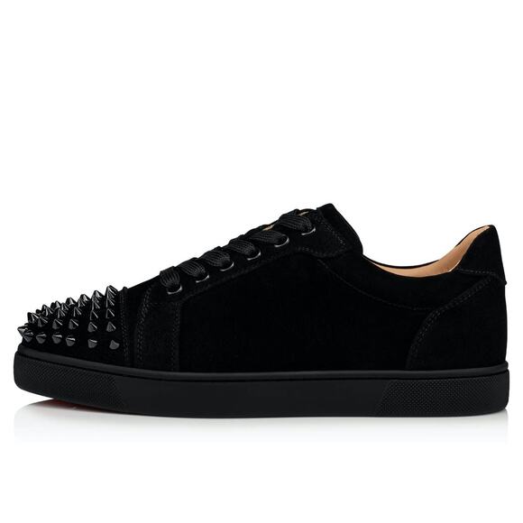 Christian Louboutin Vieira Spikes Flat Black Suede Lace Up Low Top Sneaker 40.5 - Picture 3 of 12